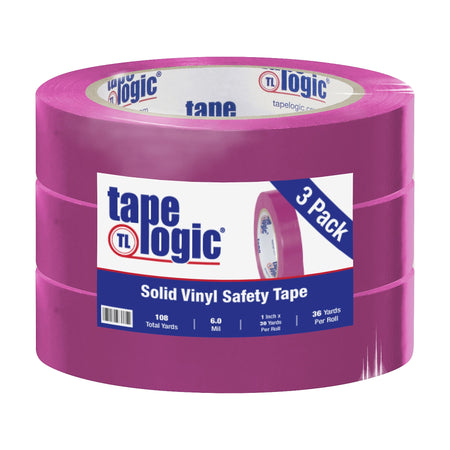 Tape Logic 1" x 36 yds. Solid Vinyl Safety Tape, Purple, 3/Pack