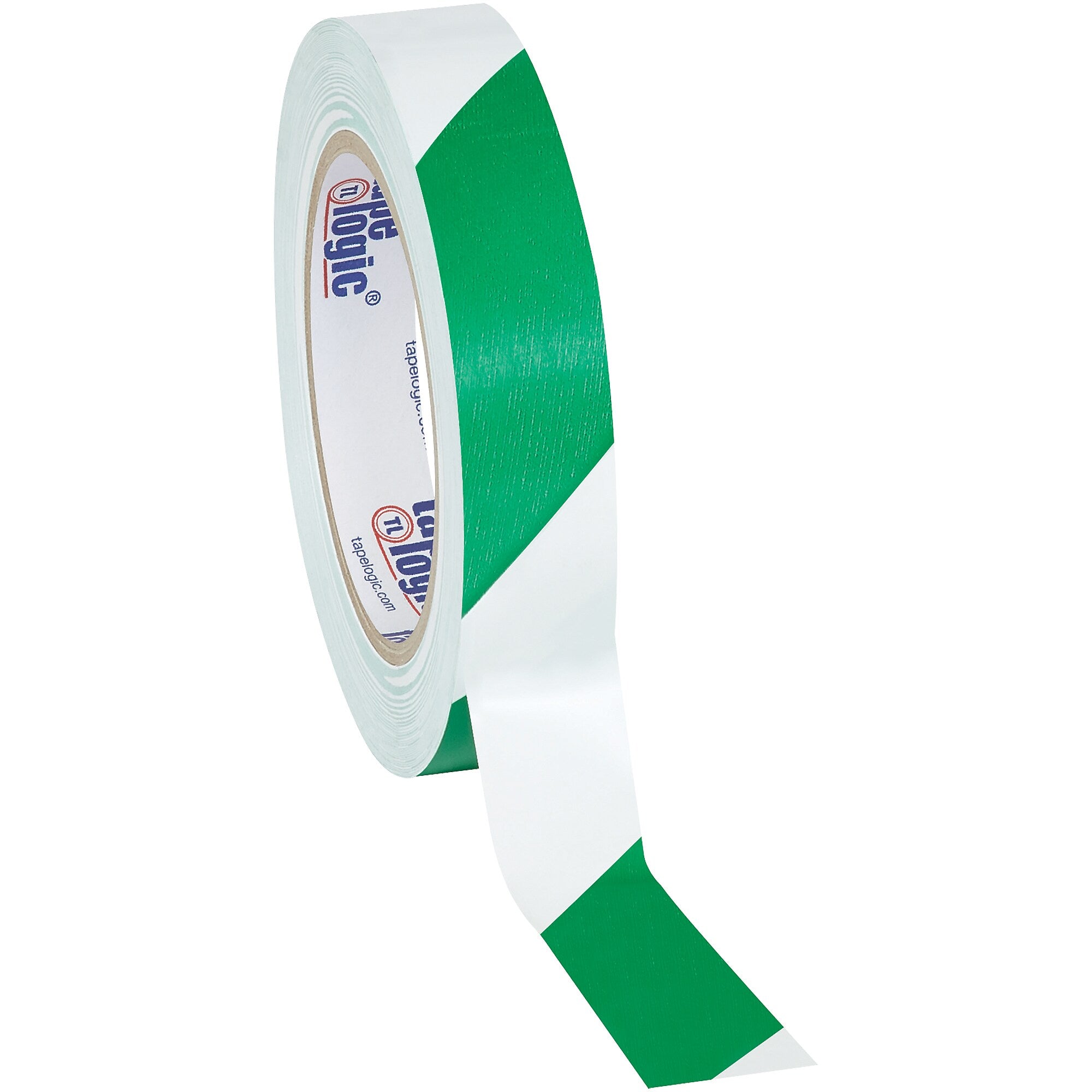 Tape Logic 1" x 36 yds. Striped Vinyl Safety Tape, Green/White, 3/Pack