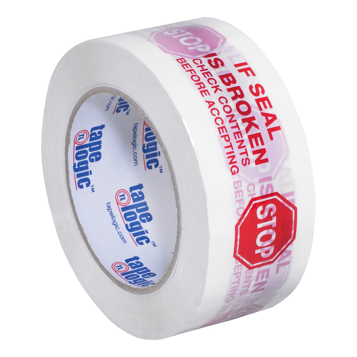 Tape Logic™ 2" Pre Printed "Stop If Seal Is Broken" Carton Sealing Tape, Red On White, 6/Pack