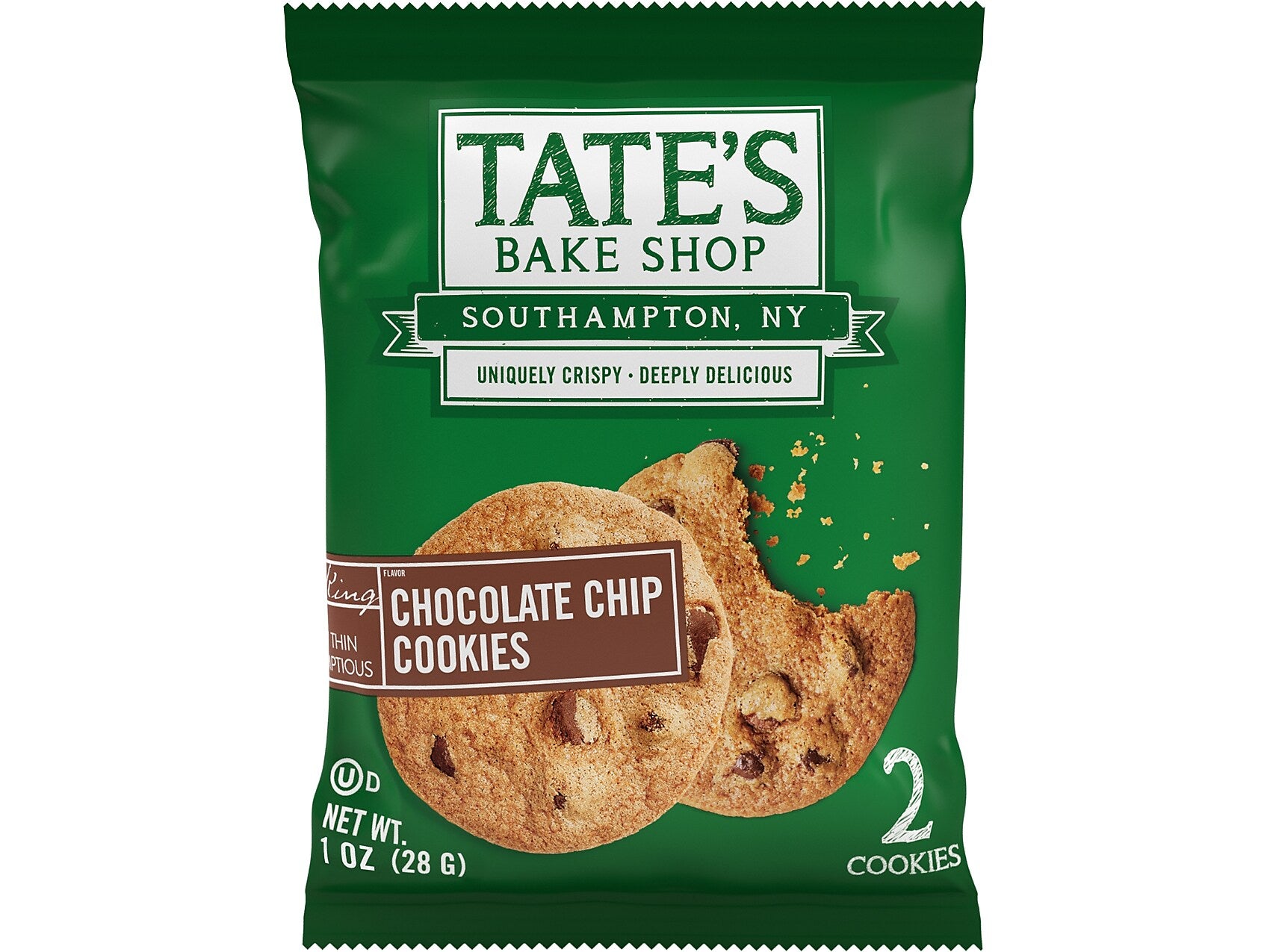Tate's Bake Shop Chocolate Chip Cookies, 1 oz, 32/Carton