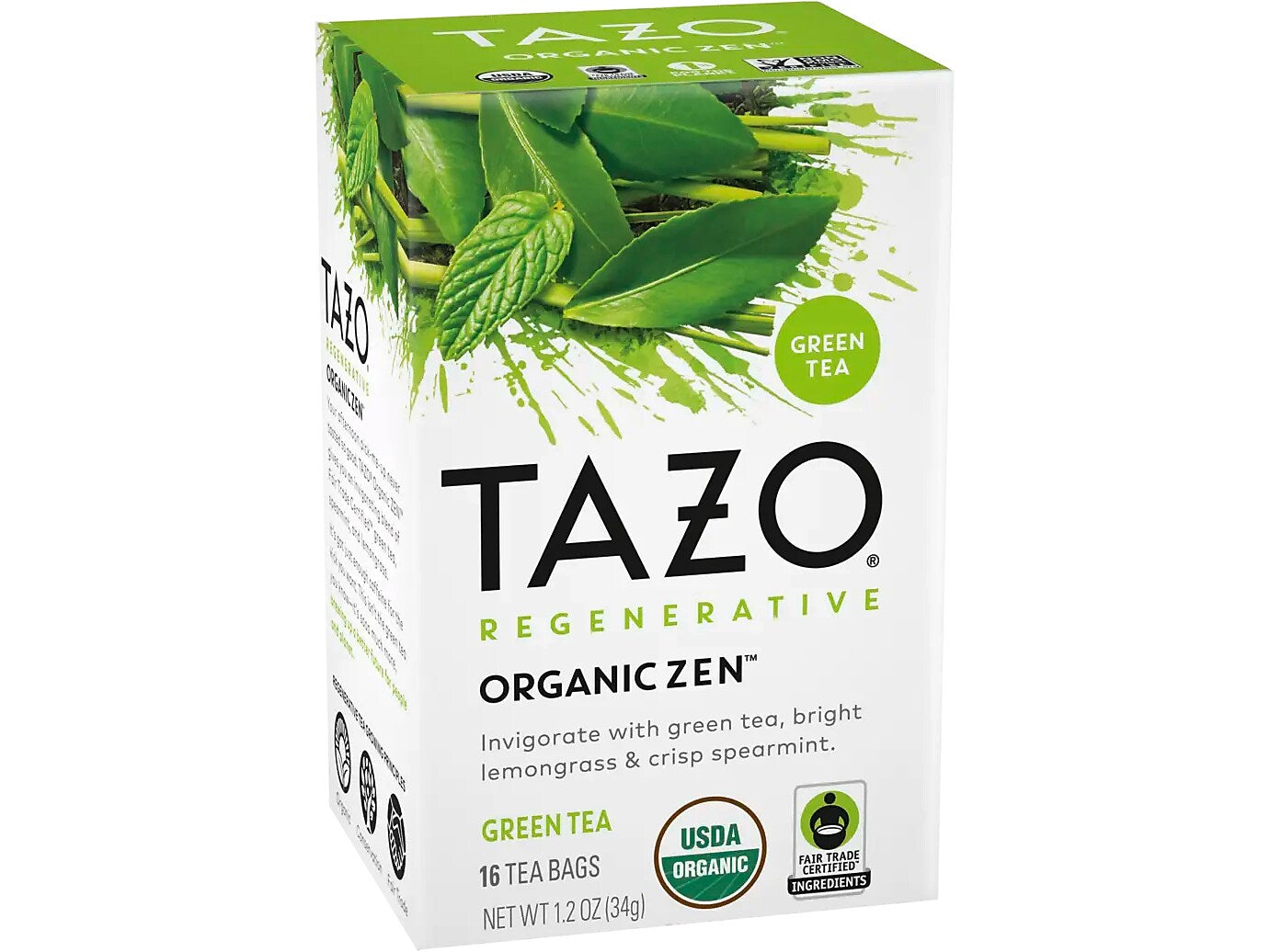 Tazo Zen Green Tea, Tea Bag, 1.2 Oz., 16/Box