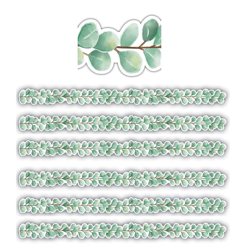 Teacher Created Resources 35' x 2-3/4" Die Cut Border Trim, Eucalyptus, 35 Feet/Pack, 6 Packs