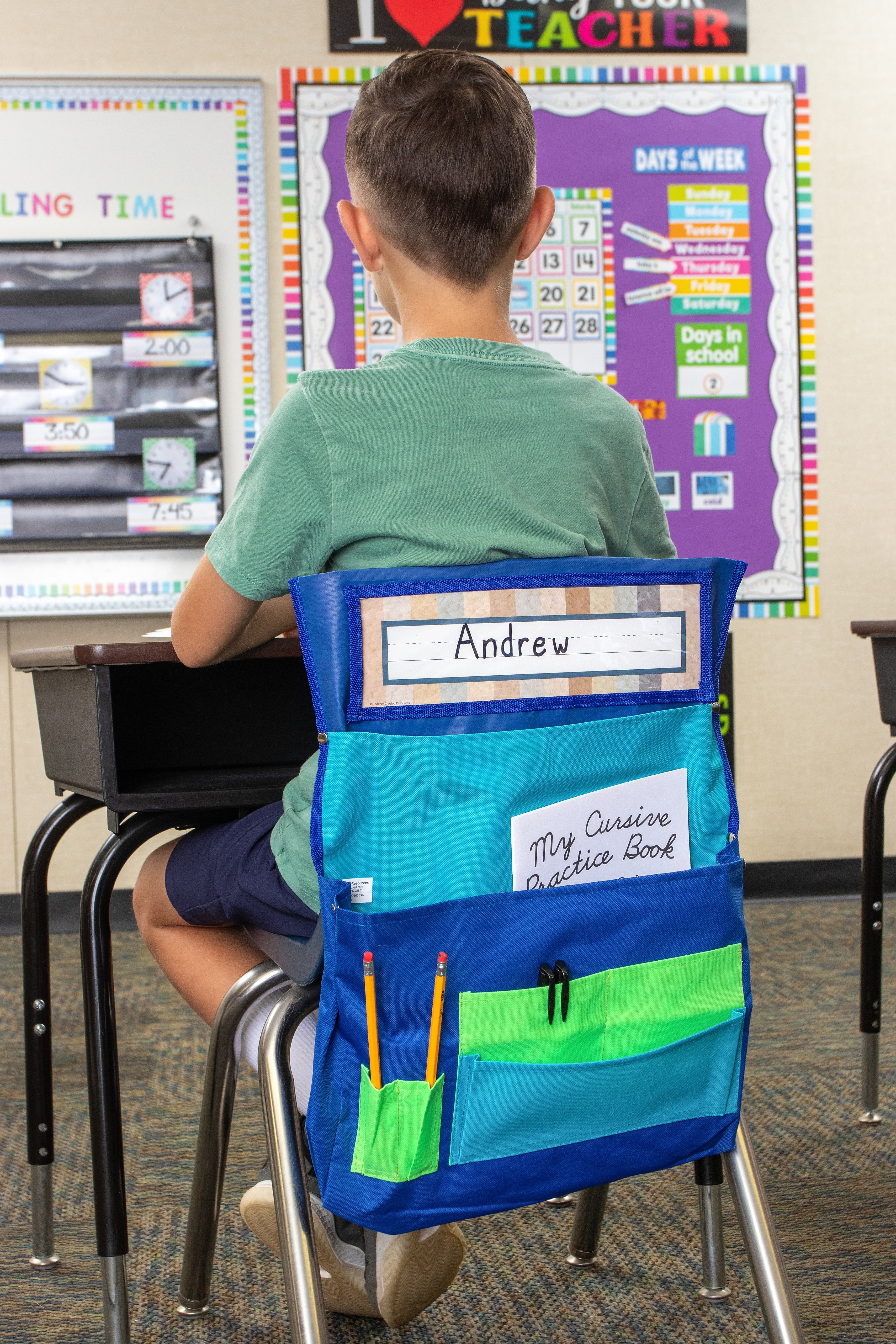Teacher Created Resources Chair Pocket, Blue/Teal/Lime