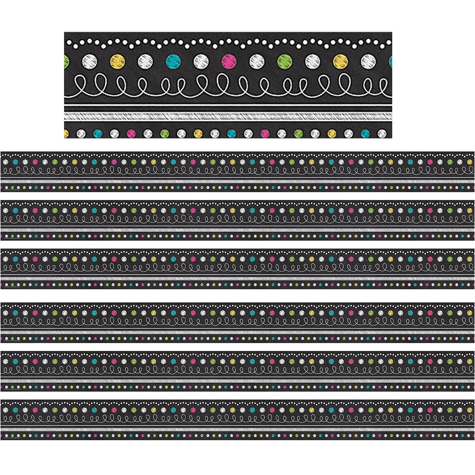 Teacher Created Resources Chalkboard Brights Straight Border Trim, 35 Feet Per Pack, 6 Packs