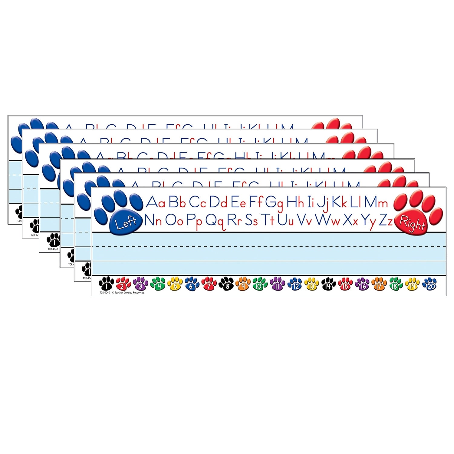 Teacher Created Resources Colorful Paw Prints Left/Right Alphabet Nameplates, 3.5