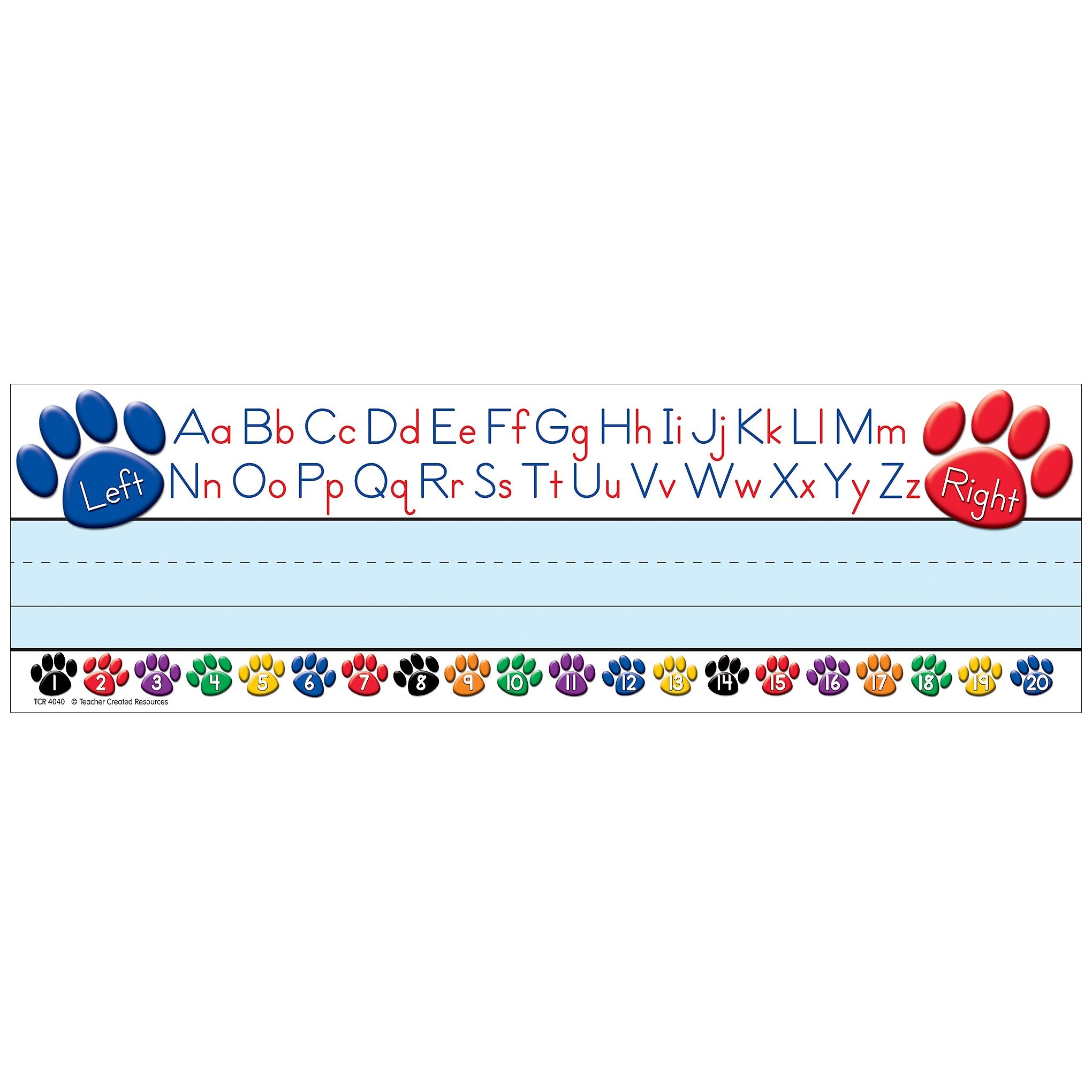 Teacher Created Resources Colorful Paw Prints Left/Right Alphabet Nameplates, 3.5