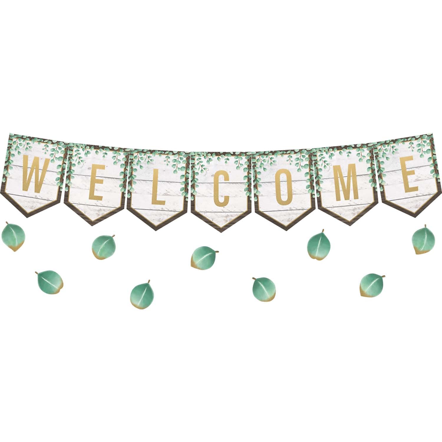 Teacher Created Resources® Eucalyptus Pennants Welcome Bulletin Board Set