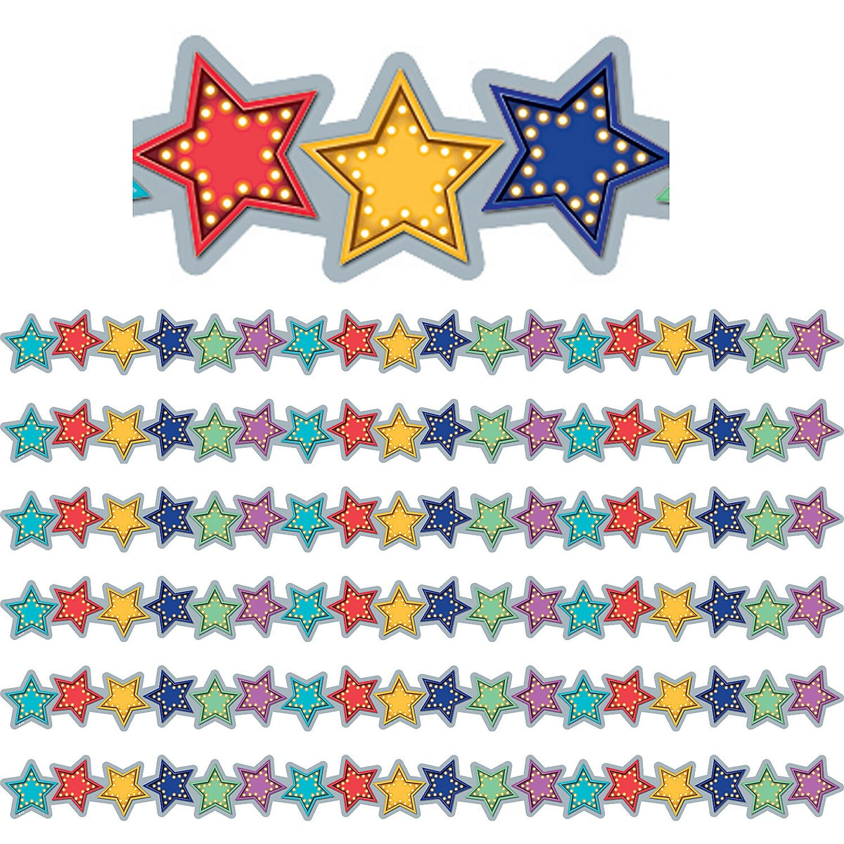 Teacher Created Resources Marquee Stars Die-Cut Border Trim, 35 Feet Per Pack, 6 Packs