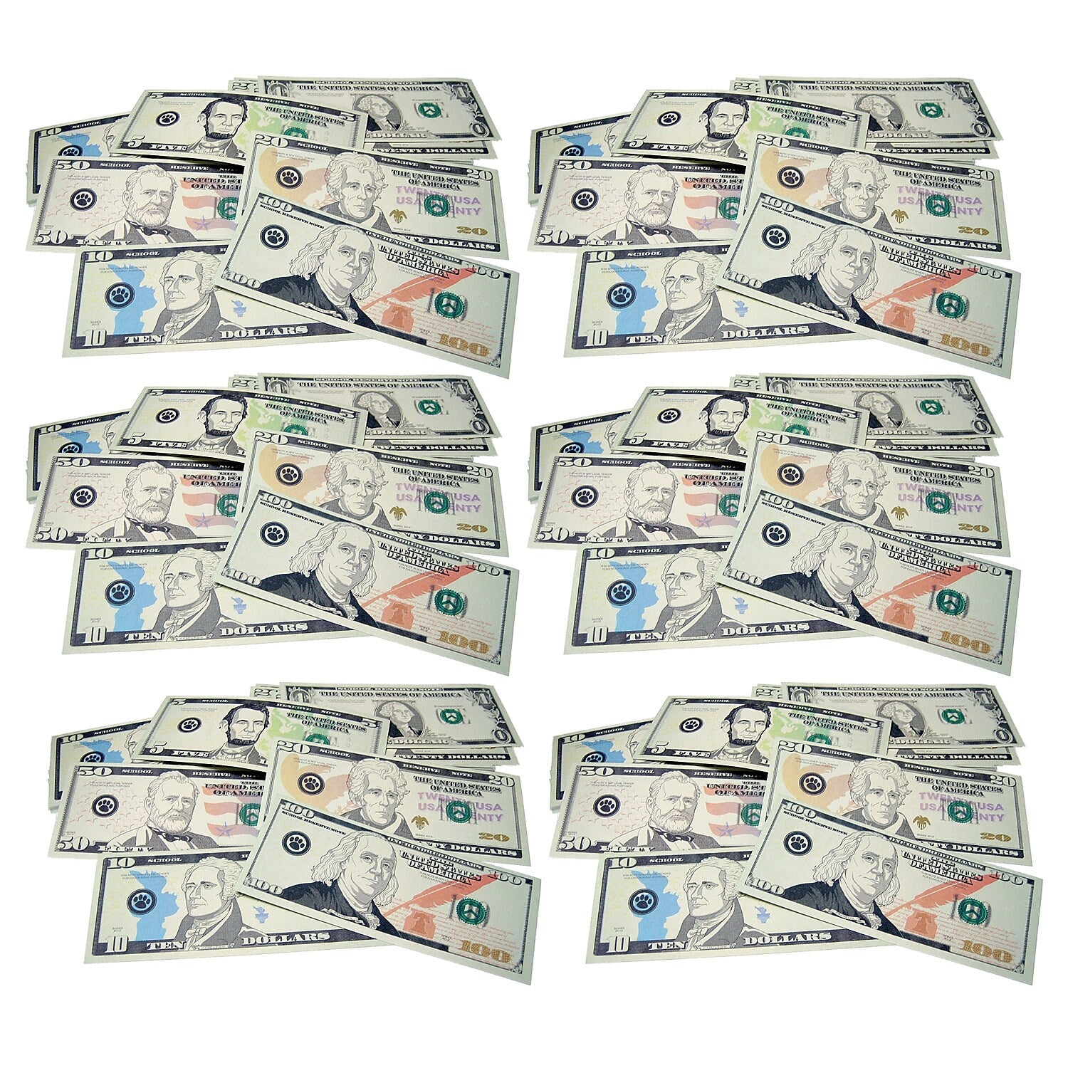 Teacher Created Resources Play Money: Assorted Bills, 110 Per Pack, 6 Packs