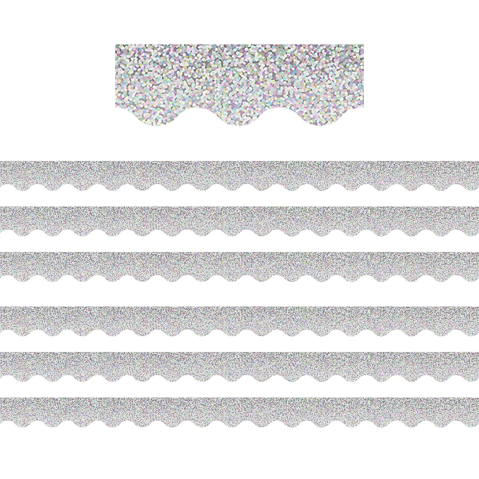 Teacher Created Resources Scalloped Border, 2.19" x 210', Silver Sparkle