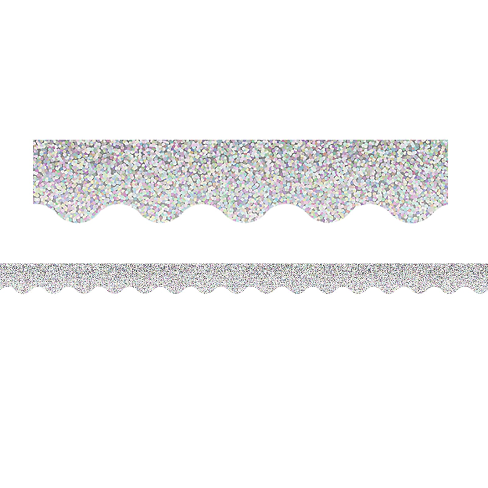 Teacher Created Resources Scalloped Border, 2.19" x 210', Silver Sparkle