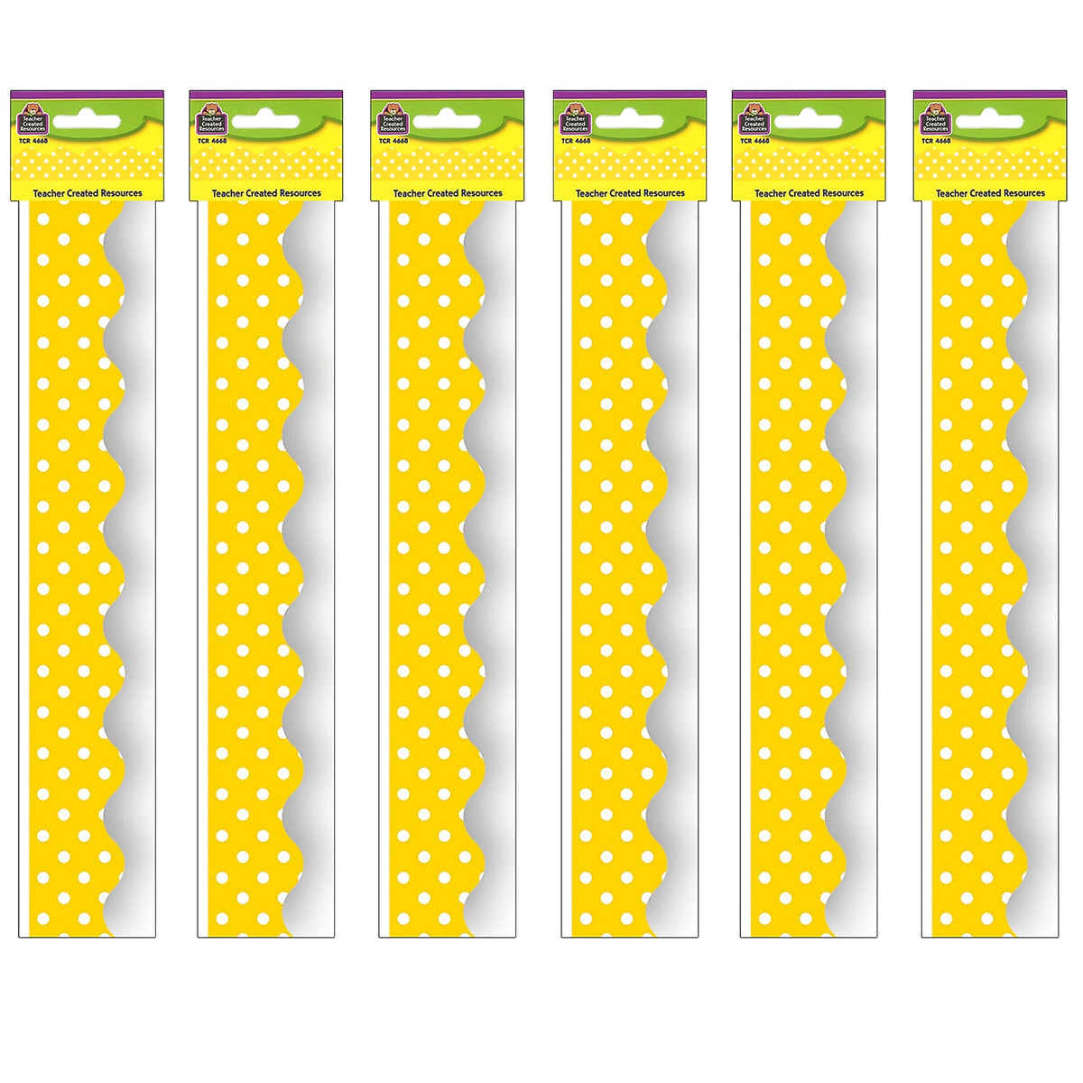 Teacher Created Resources Yellow Mini Polka Dots Border Trim, 35 Feet Per Pack, 6 Packs