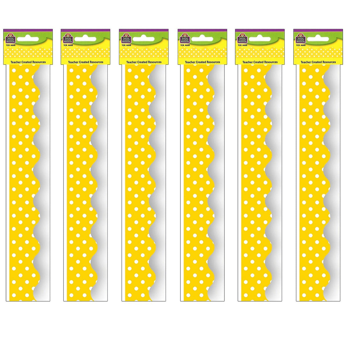 Teacher Created Resources Yellow Mini Polka Dots Border Trim, 35 Feet Per Pack, 6 Packs