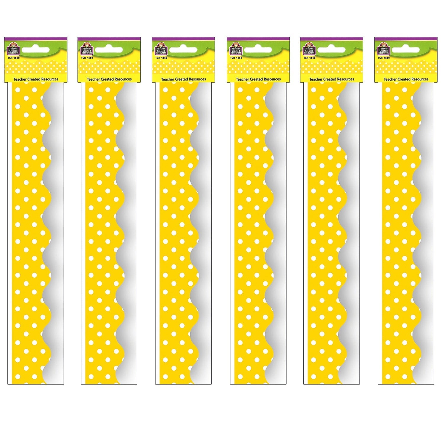Teacher Created Resources Yellow Mini Polka Dots Border Trim, 35 Feet Per Pack, 6 Packs