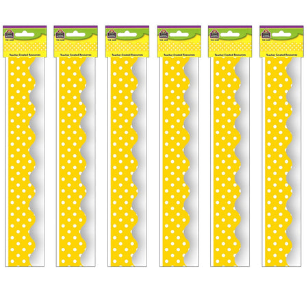 Teacher Created Resources Yellow Mini Polka Dots Border Trim, 35 Feet Per Pack, 6 Packs