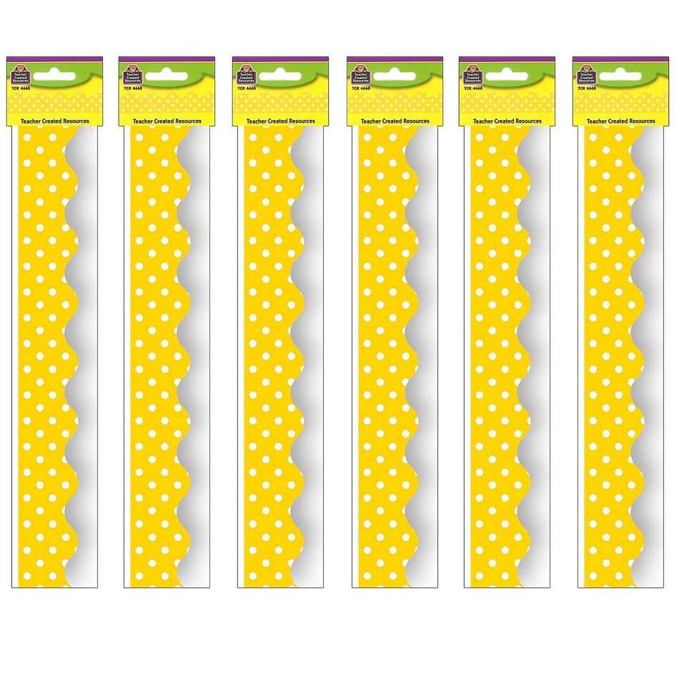 Teacher Created Resources Yellow Mini Polka Dots Border Trim, 35 Feet Per Pack, 6 Packs