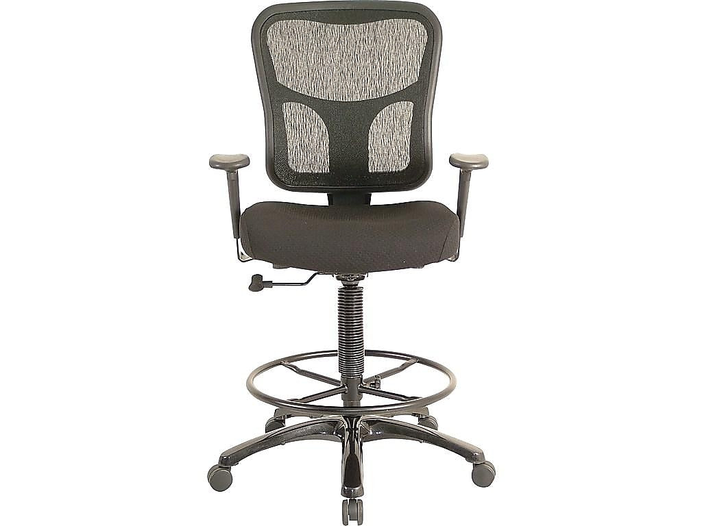 Tempur-Pedic Mesh Back Fabric Drafting Stool, Black