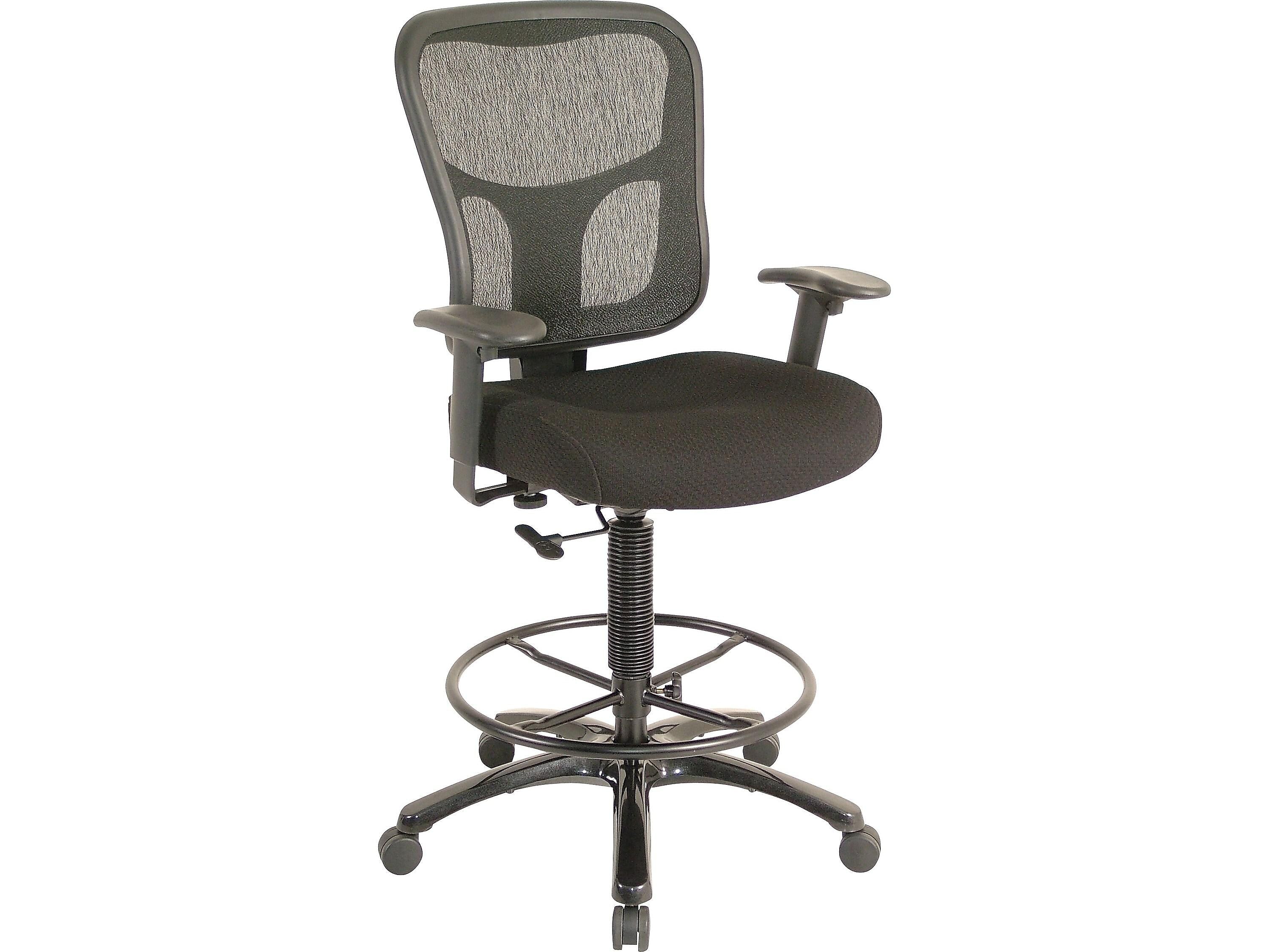 Tempur-Pedic Mesh Back Fabric Drafting Stool, Black
