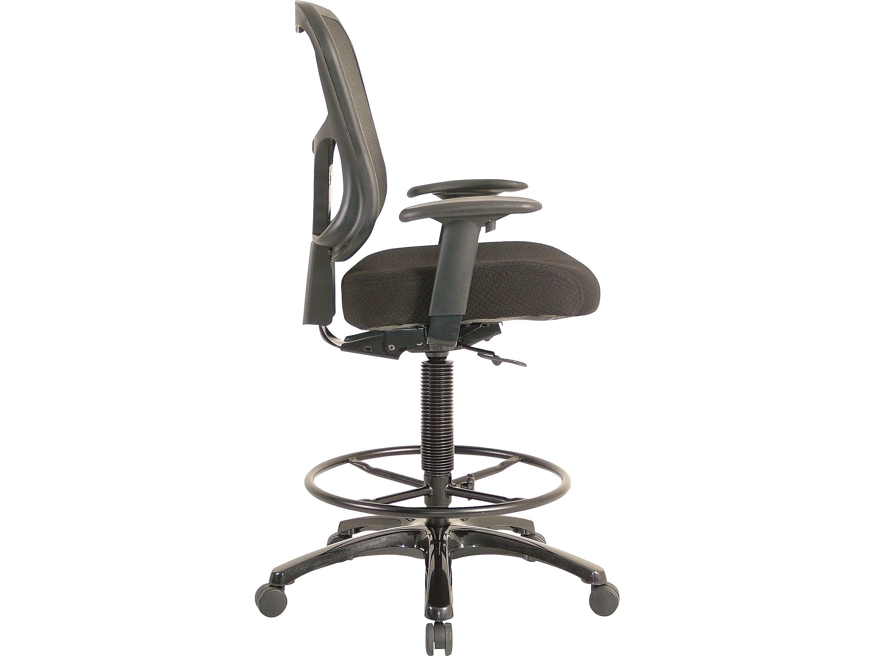 Tempur-Pedic Mesh Back Fabric Drafting Stool, Black
