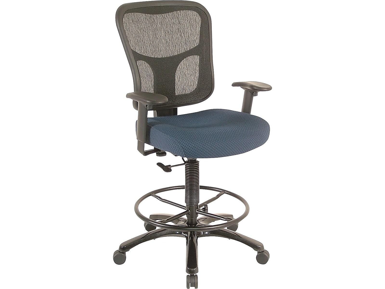 Tempur-Pedic Mesh Back Fabric Drafting Stool, Navy