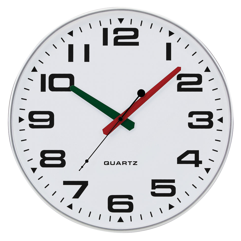 TEMPUS Contemporary Wall Clock with Silent Sweep Quiet Movement, Plastic 13", Silver Finish