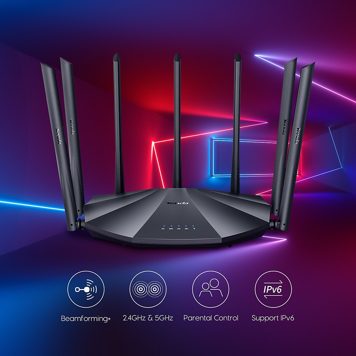 Tenda AC2033 Dual Band Gaming Router, Black