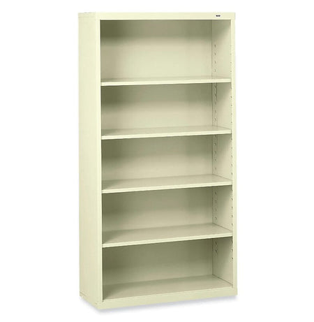 Tennsco 66"H 5-Shelf Metal Bookcase with Adjustable Shelves, Putty