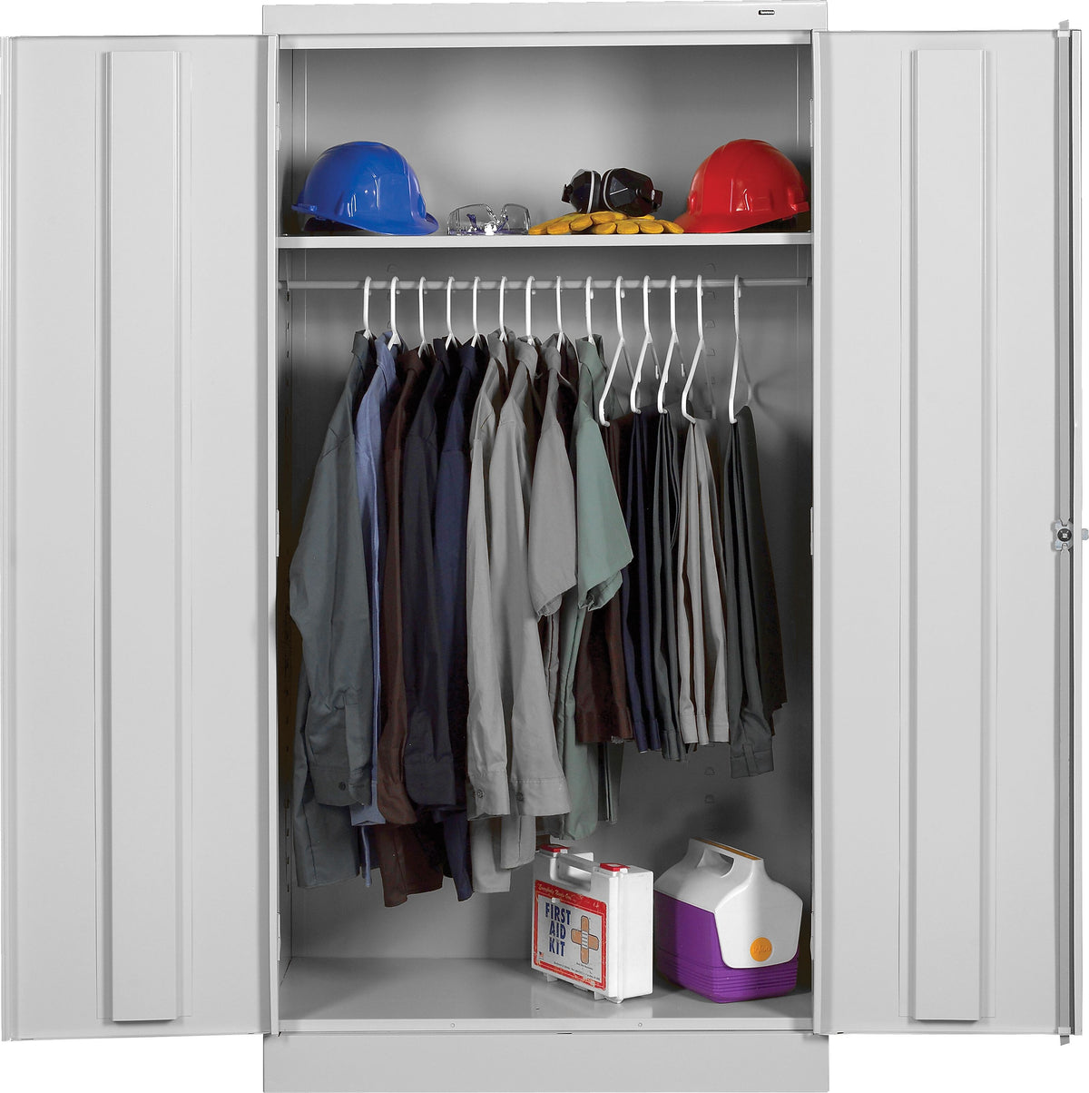 Tennsco Standard Wardrobe Cabinet, 1-Shelf and Coat Rod, Light Gray, 72"H x 36"W x 24"D