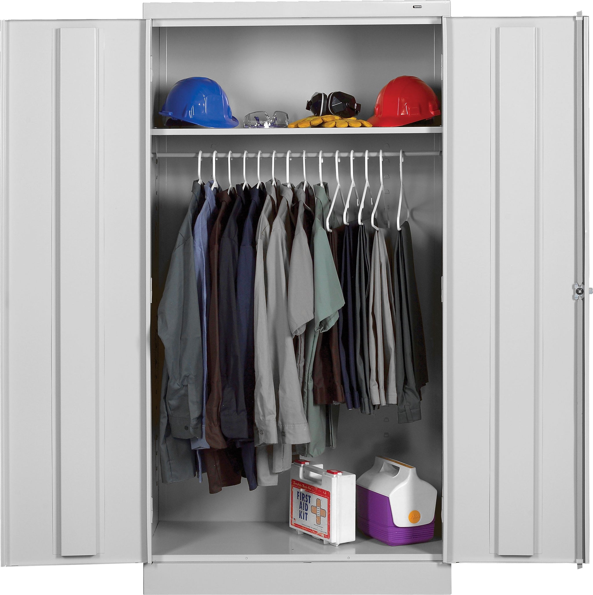 Tennsco Standard Wardrobe Cabinet, 1-Shelf and Coat Rod, Light Gray, 72