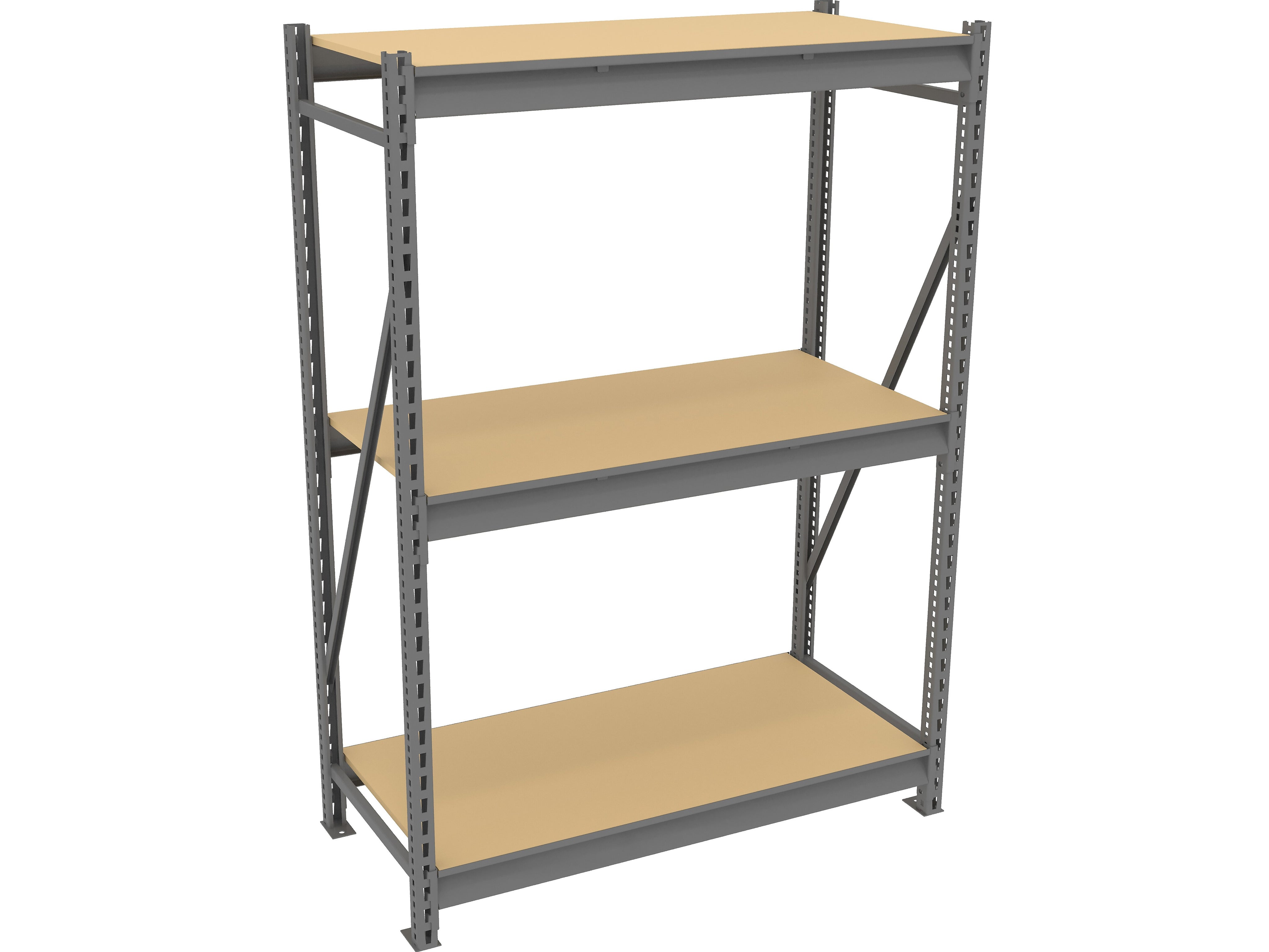 Tennsco Starter Unit 3-Shelf Particle Board Bulk Storage Rack, 48", Medium Gray