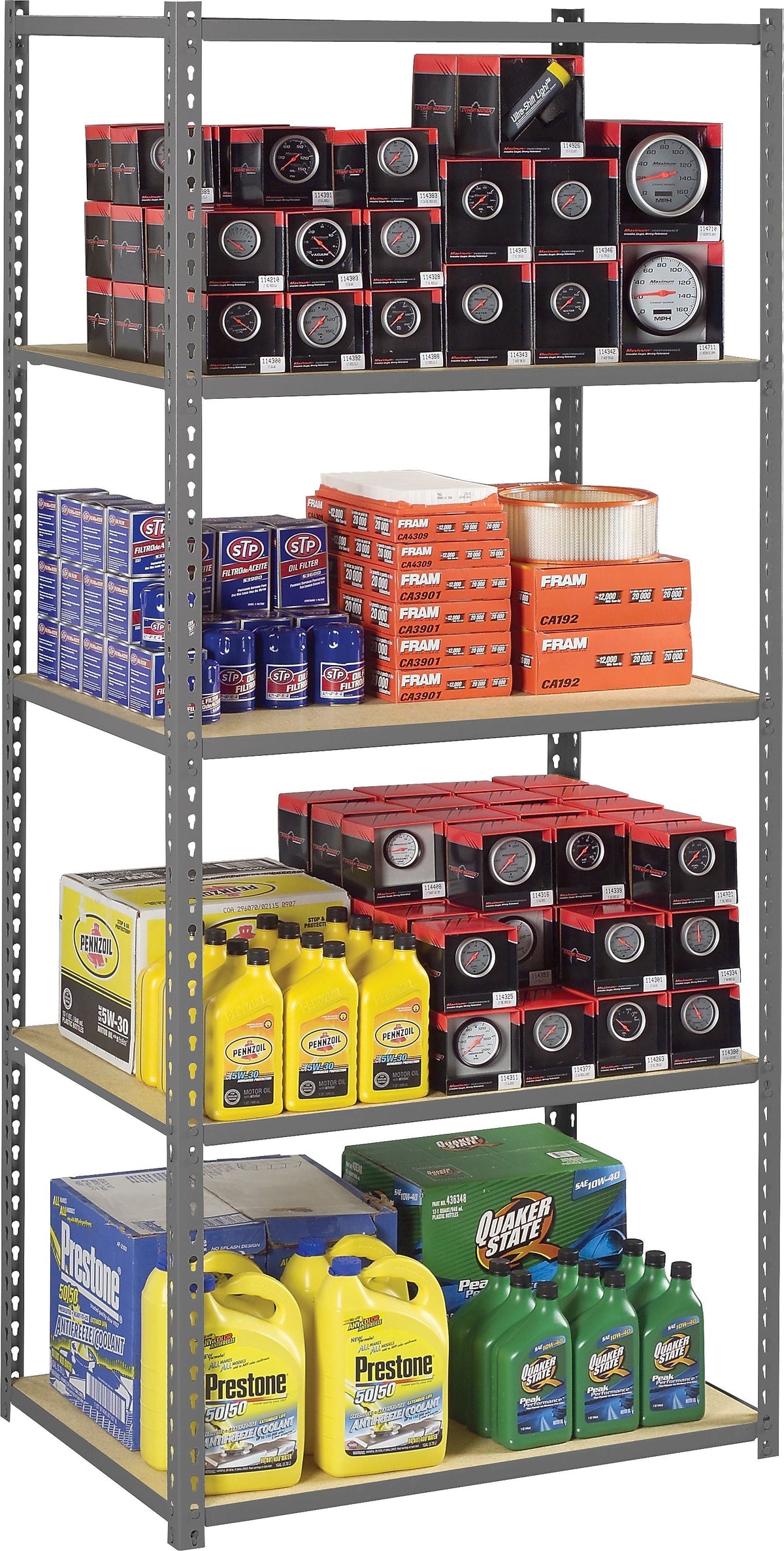 Tennsco Z-Line Low Profile Shelving Starter Unit, Supports 3,000 lb., 36"W, Medium Grey