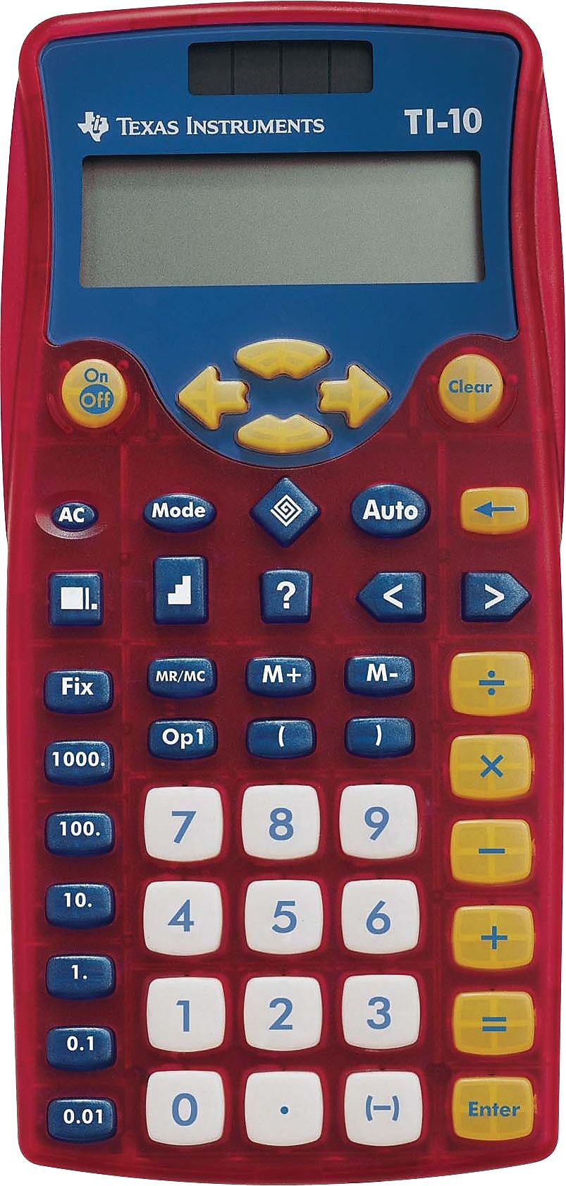 Texas Instruments 11-Digit Battery/Solar Powered Basic Calculator, Red, 10/Box