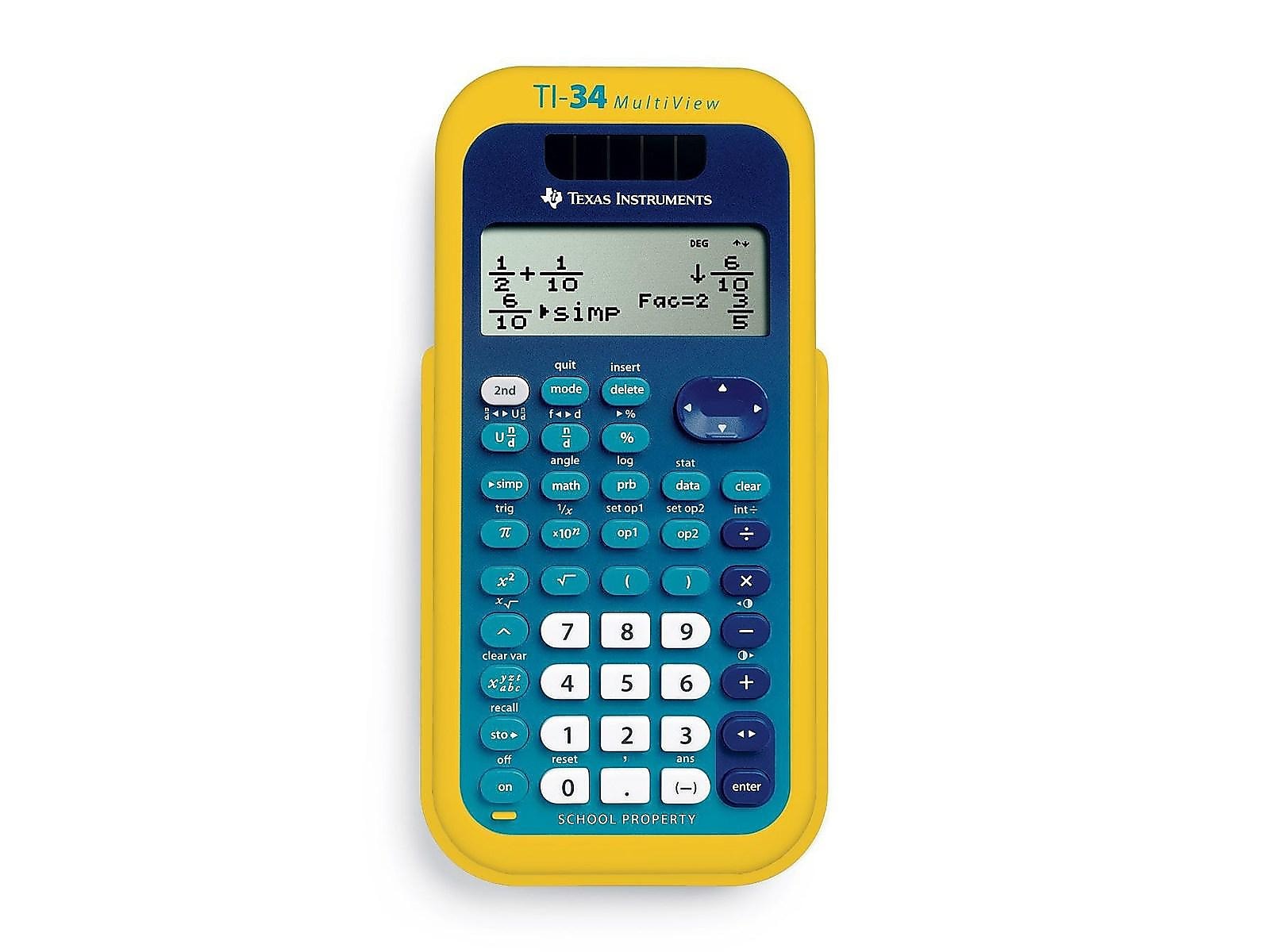 Texas Instruments Multiview TI-34 16-Digit Scientific Calculator Teacher Kit, Yellow/Blue, 10/Pack