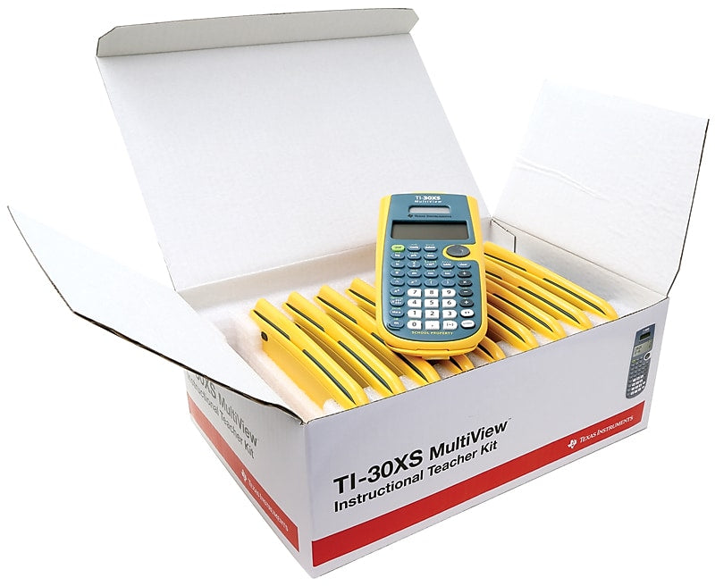 Texas Instruments TI-30XS MultiView 4-Line Scientific Calculator, Yellow, Teacher Kit 10/Pack