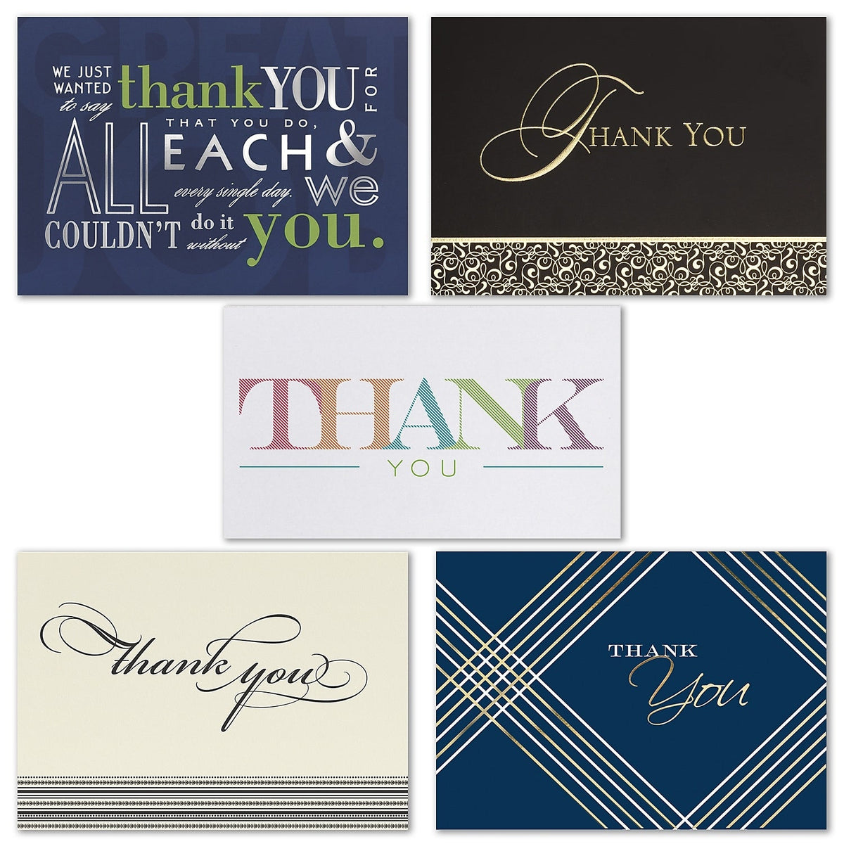 "Thank You" Pre-Versed Assorted Pack w/ Fastick® Envelopes, 25/Box