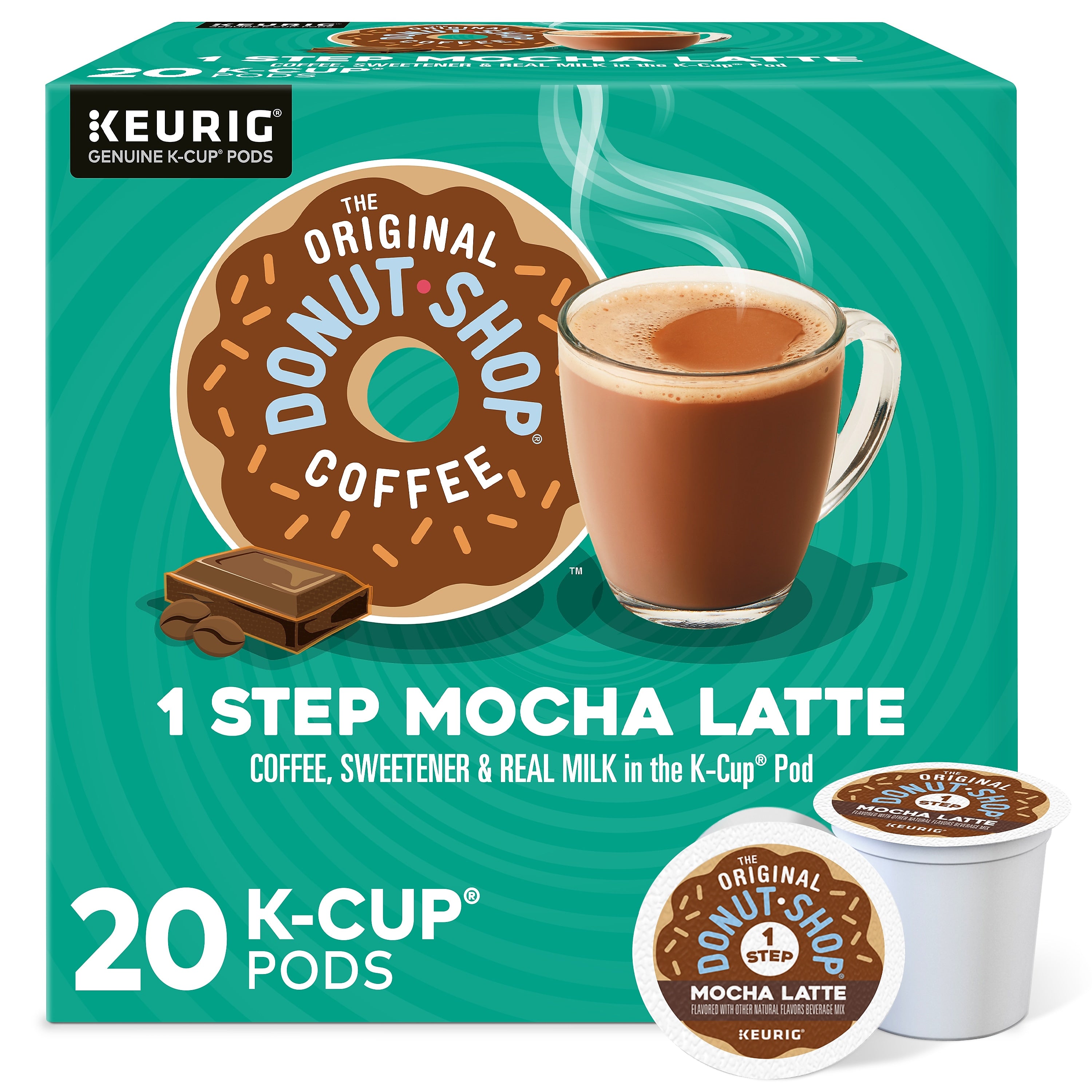 The Original Donut Shop One Step Mocha Latte Coffee Keurig® K-Cup® Pods, Light Roast, 20/Box