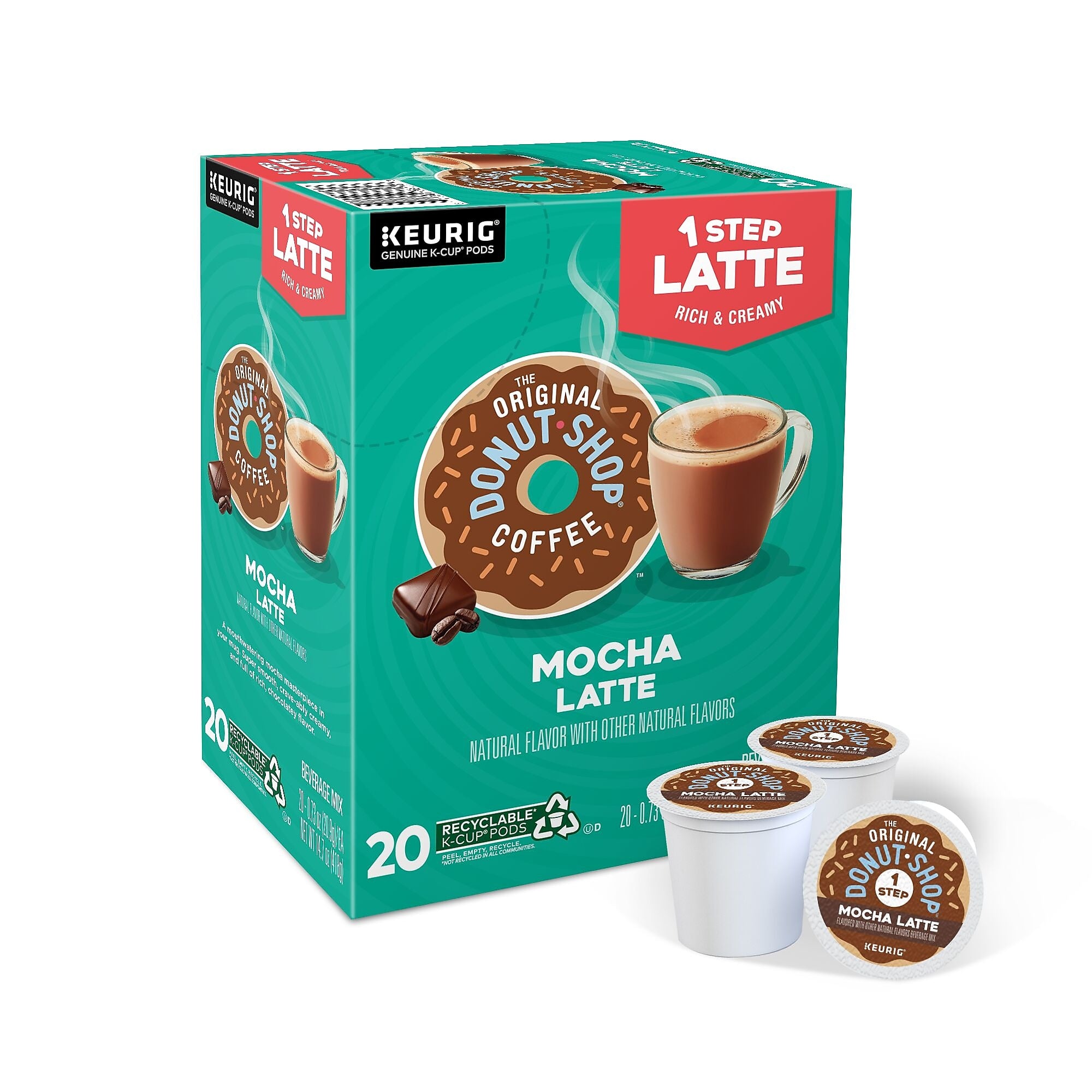 The Original Donut Shop One Step Mocha Latte Coffee Keurig® K-Cup® Pods, Light Roast, 20/Box