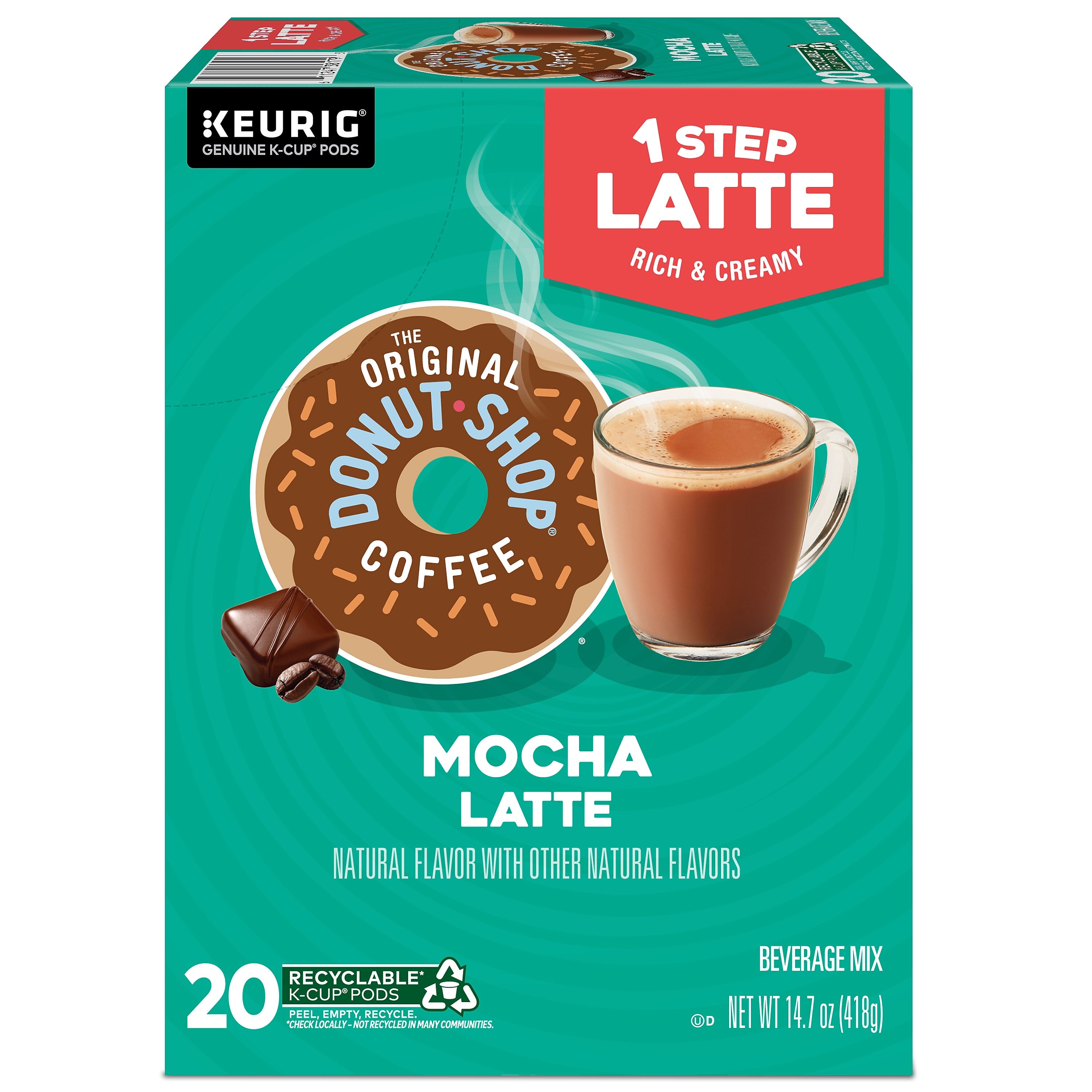 The Original Donut Shop One Step Mocha Latte Coffee Keurig® K-Cup® Pods, Light Roast, 20/Box
