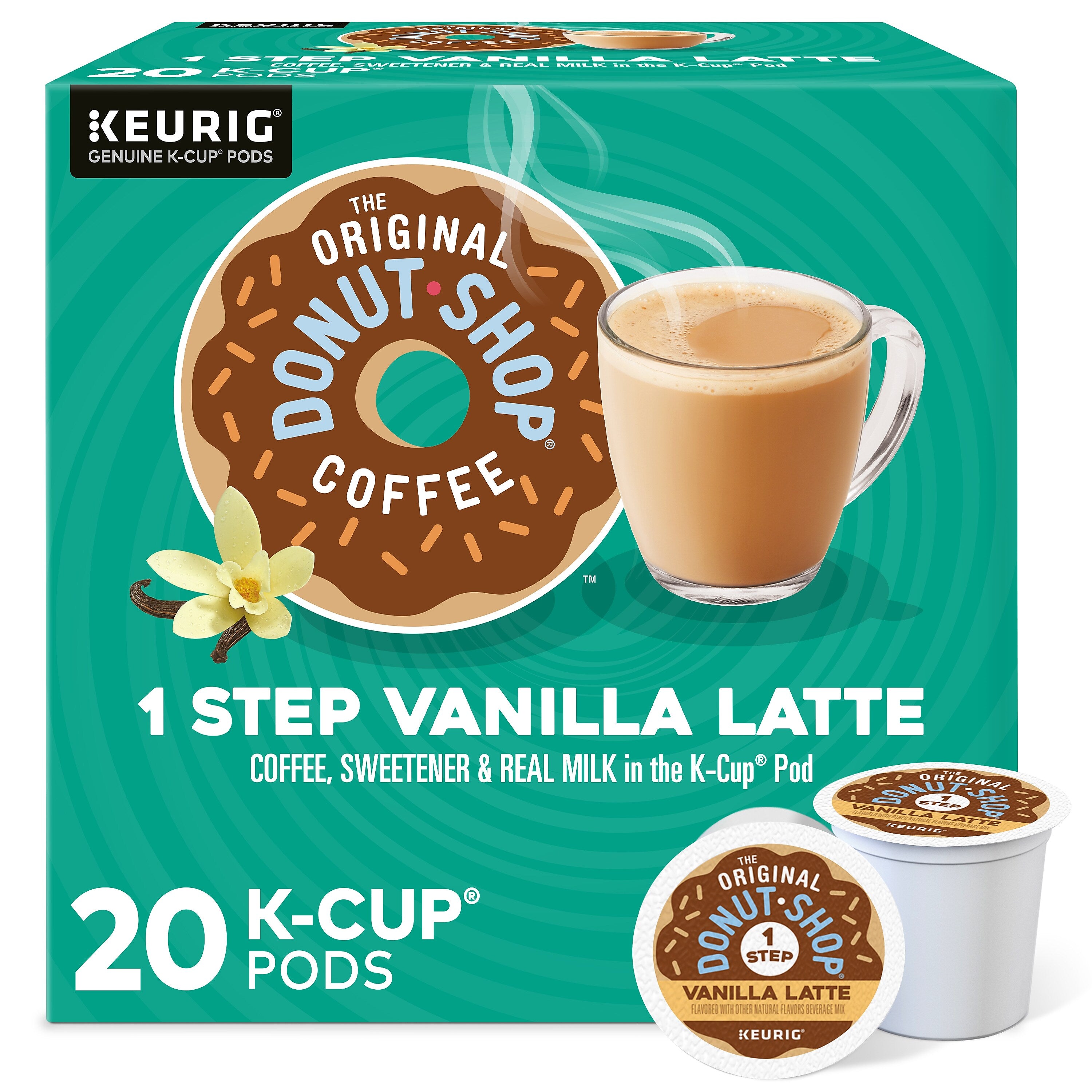 The Original Donut Shop One Step Vanilla Latte Coffee Keurig® K-Cup® Pods, Light Roast, 20/Box
