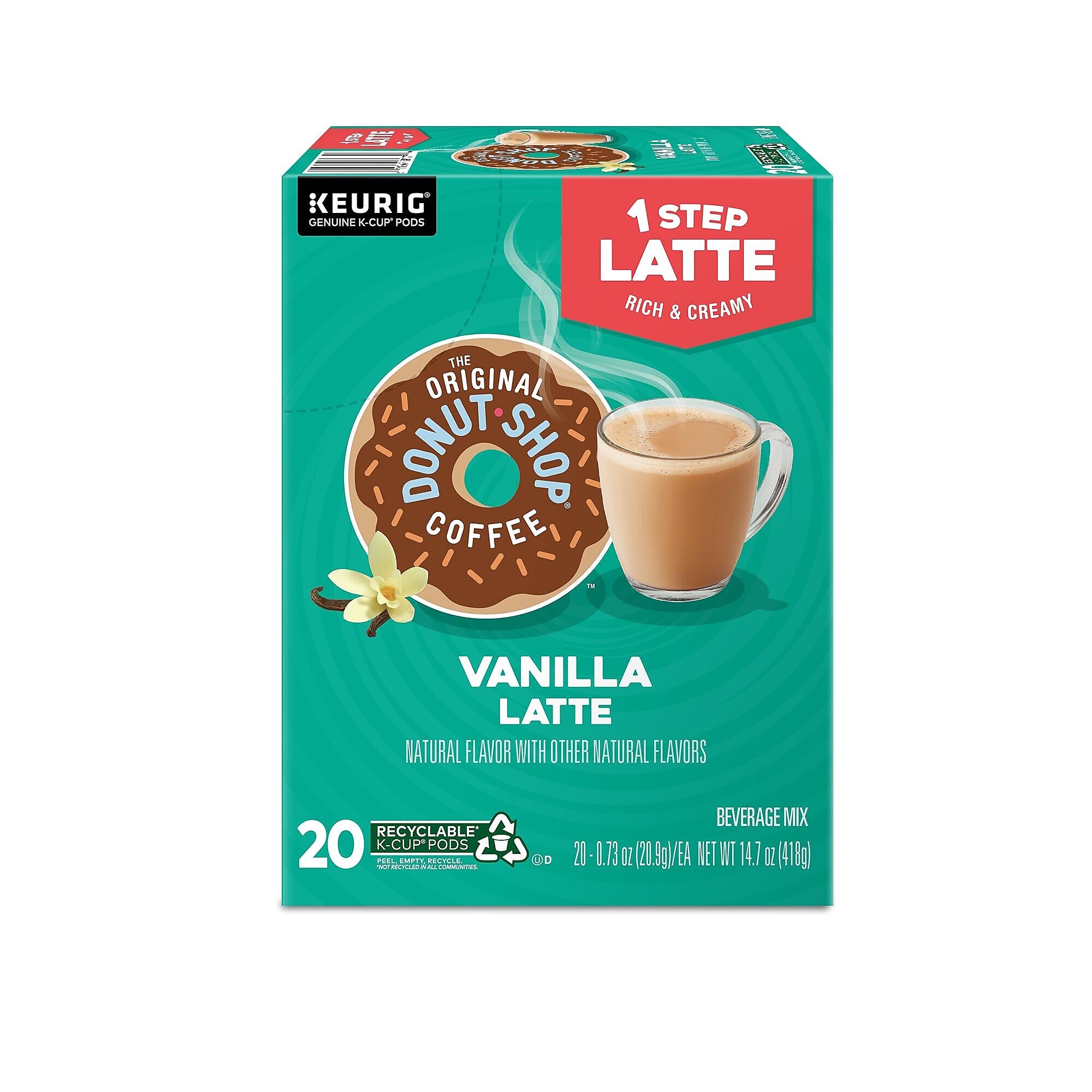 The Original Donut Shop One Step Vanilla Latte Coffee Keurig® K-Cup® Pods, Light Roast, 20/Box