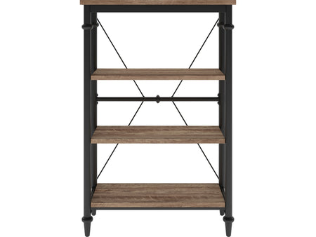 Thomasville Breslyn 3-Shelf 48"H Metal Bookcase, Crosscut Hickory/Black Nickel