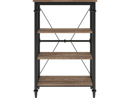 Thomasville Breslyn 3-Shelf 48"H Metal Bookcase, Crosscut Hickory/Black Nickel