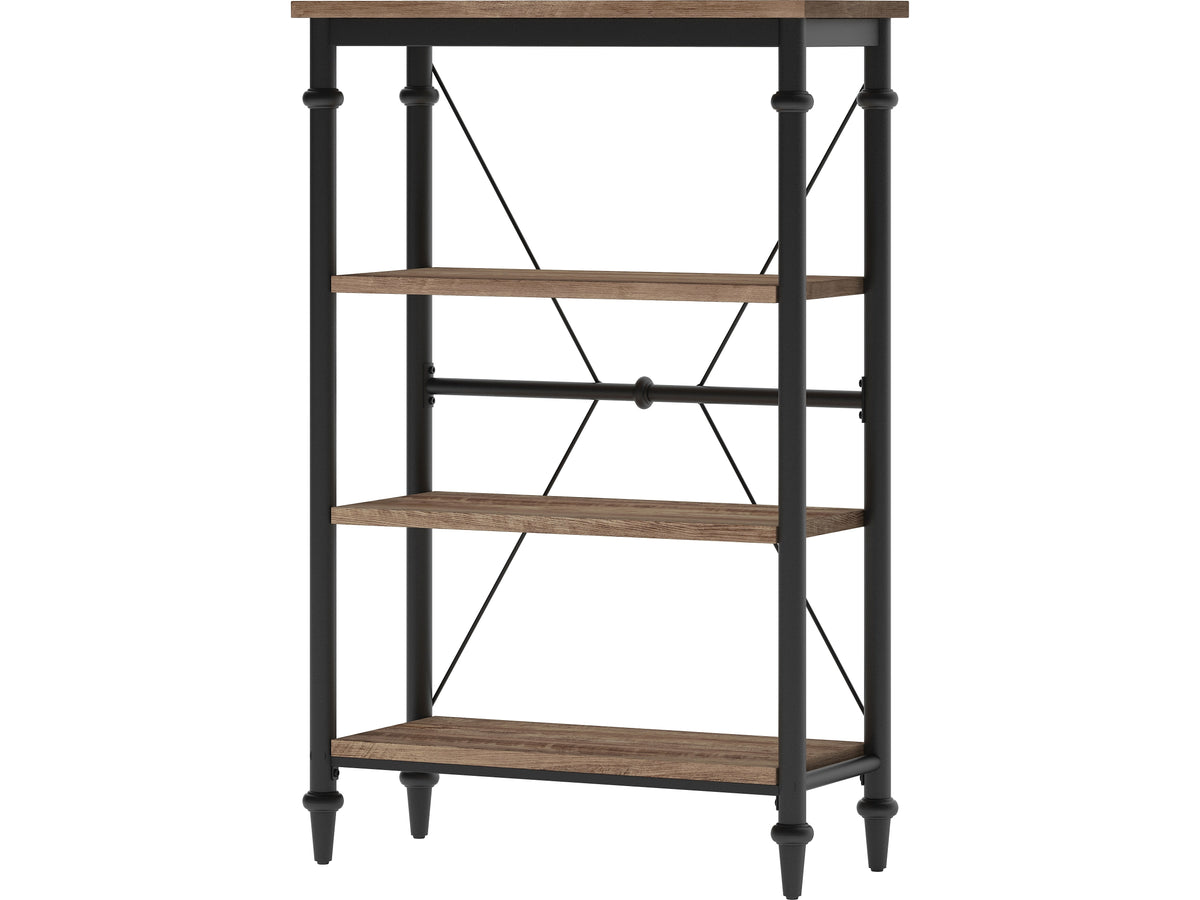 Thomasville Breslyn 3-Shelf 48"H Metal Bookcase, Crosscut Hickory/Black Nickel