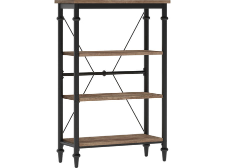 Thomasville Breslyn 3-Shelf 48"H Metal Bookcase, Crosscut Hickory/Black Nickel