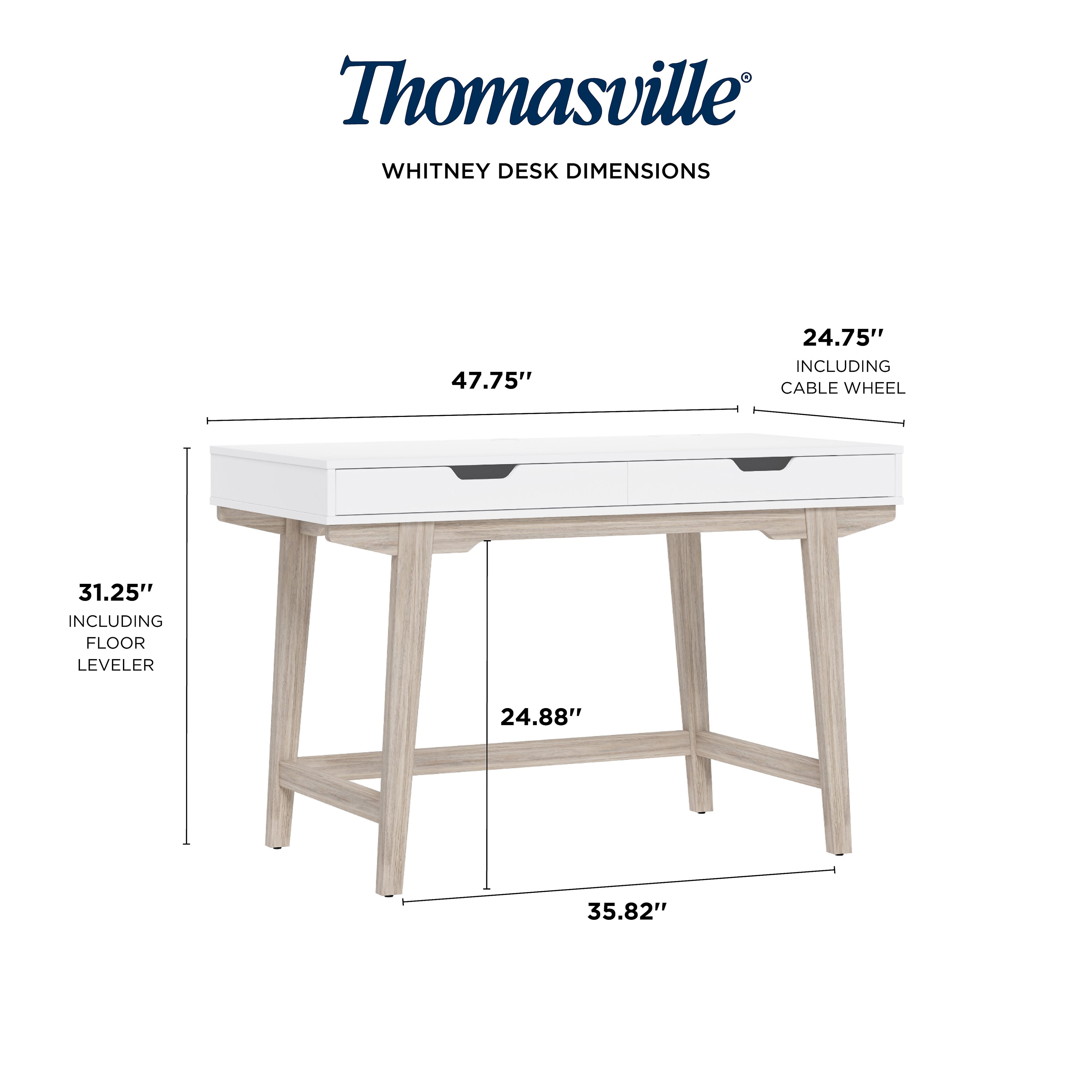 Thomasville Furniture Whitney 48"W Writing Desk, Snowy White