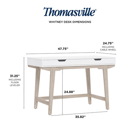 Thomasville Furniture Whitney 48"W Writing Desk, Snowy White