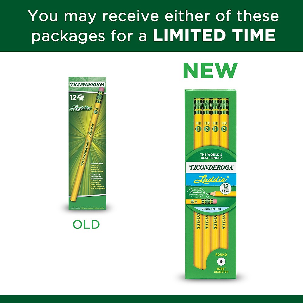 Ticonderoga Laddie Wooden Pencil, #2 Soft Lead, Dozen