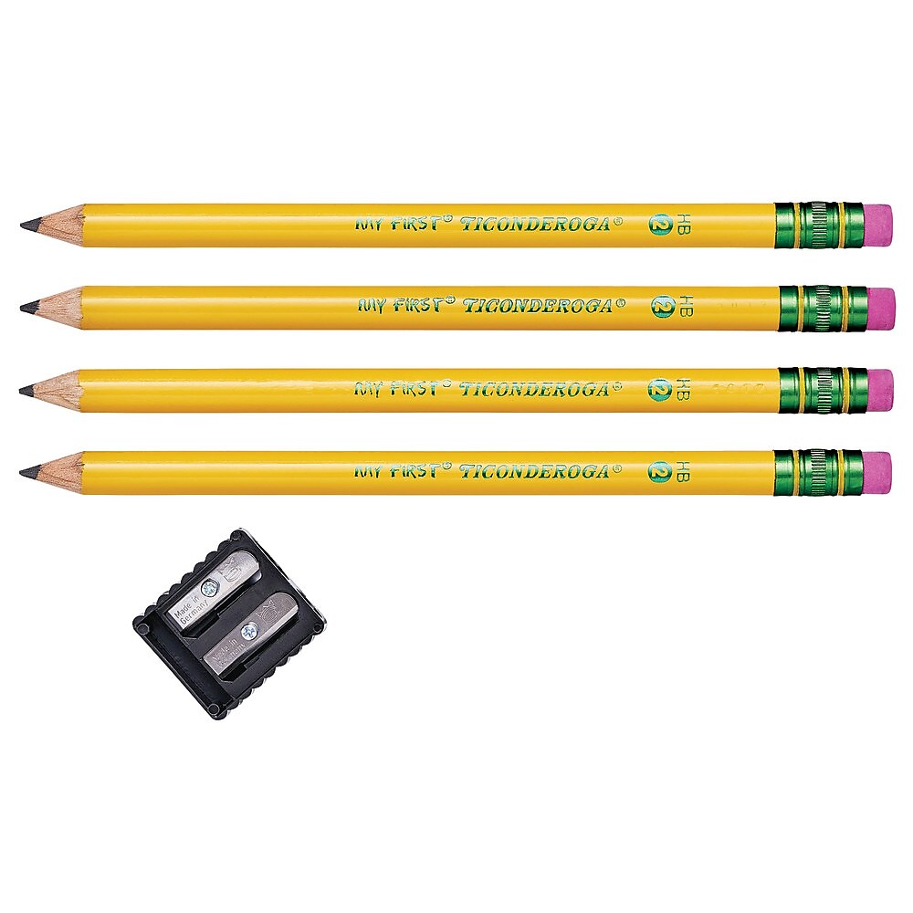 Ticonderoga My First Pre-Sharpened Wooden Pencil, 1.3mm, #2 Medium Lead, 4/Pack