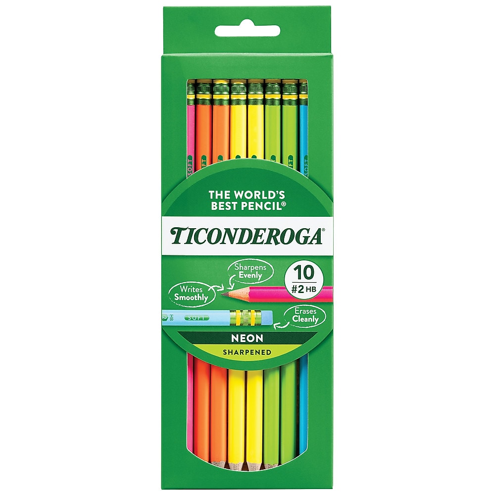 Ticonderoga Pre-Sharpened Wooden Pencil, #2 Soft Lead, 10/Pack