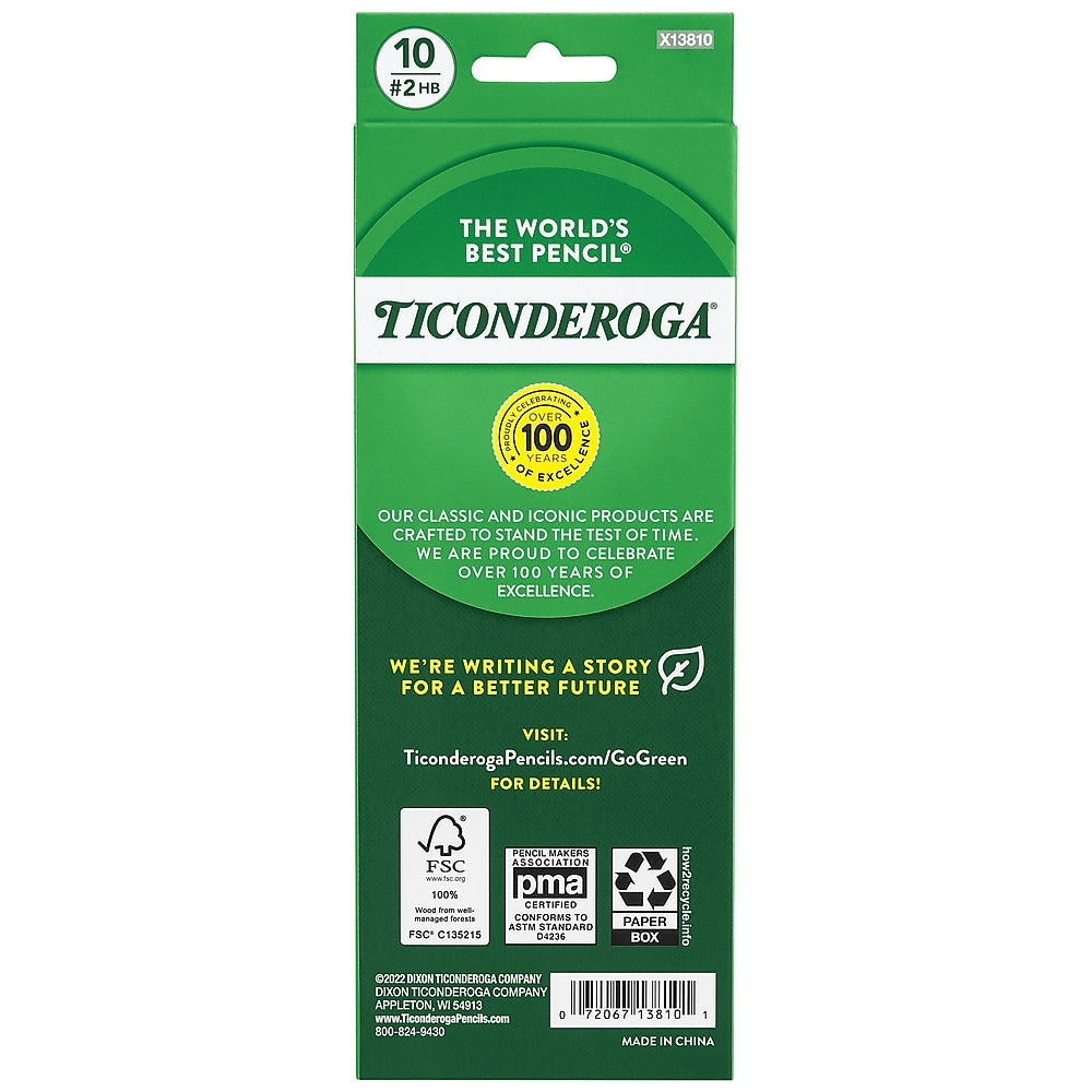 Ticonderoga Pre-Sharpened Wooden Pencil, #2 Soft Lead, 10/Pack